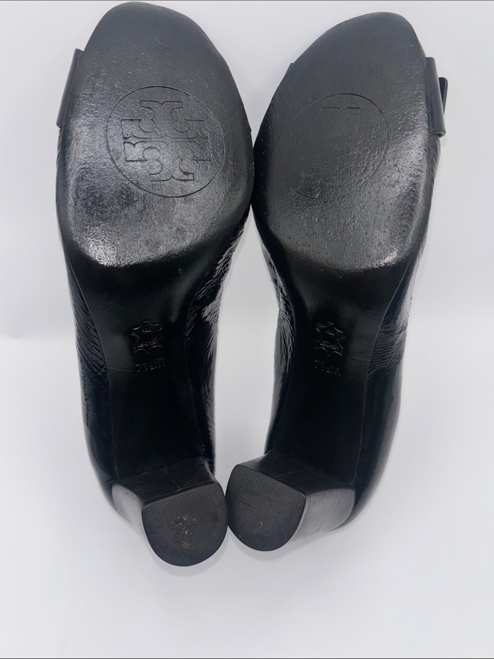 Tory Burch Black Patent Leather Pumps with Gold Buckle - Picture 9 of 10